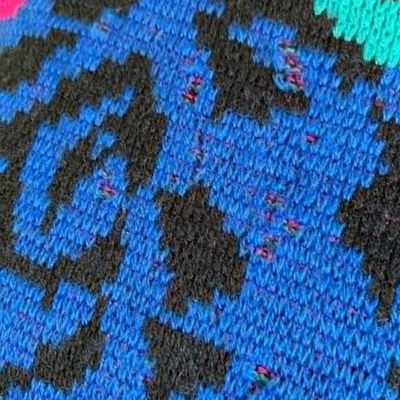 VTG 80s Reference Point Bold Floral Sweater SZ M Neon Magenta Boxy Retro Cosby - Picture 5 of 9